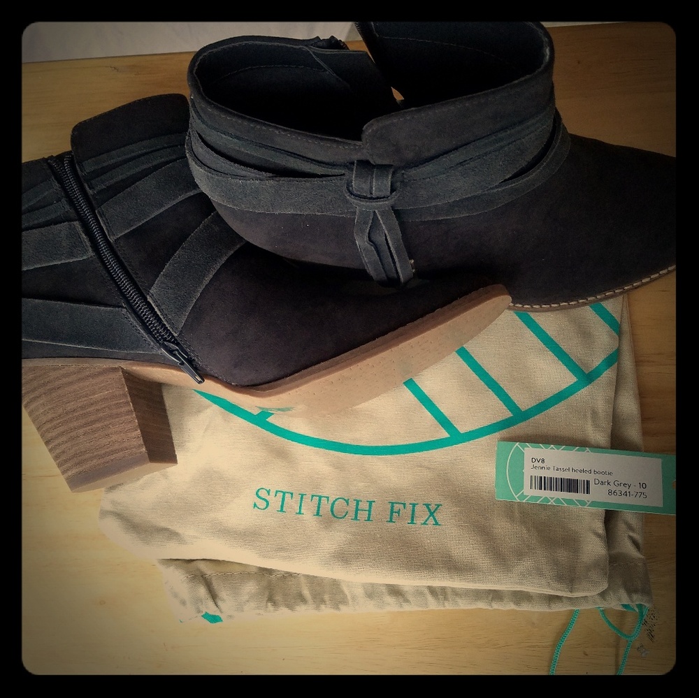 NwT! Dark grey heeled booties with tassels